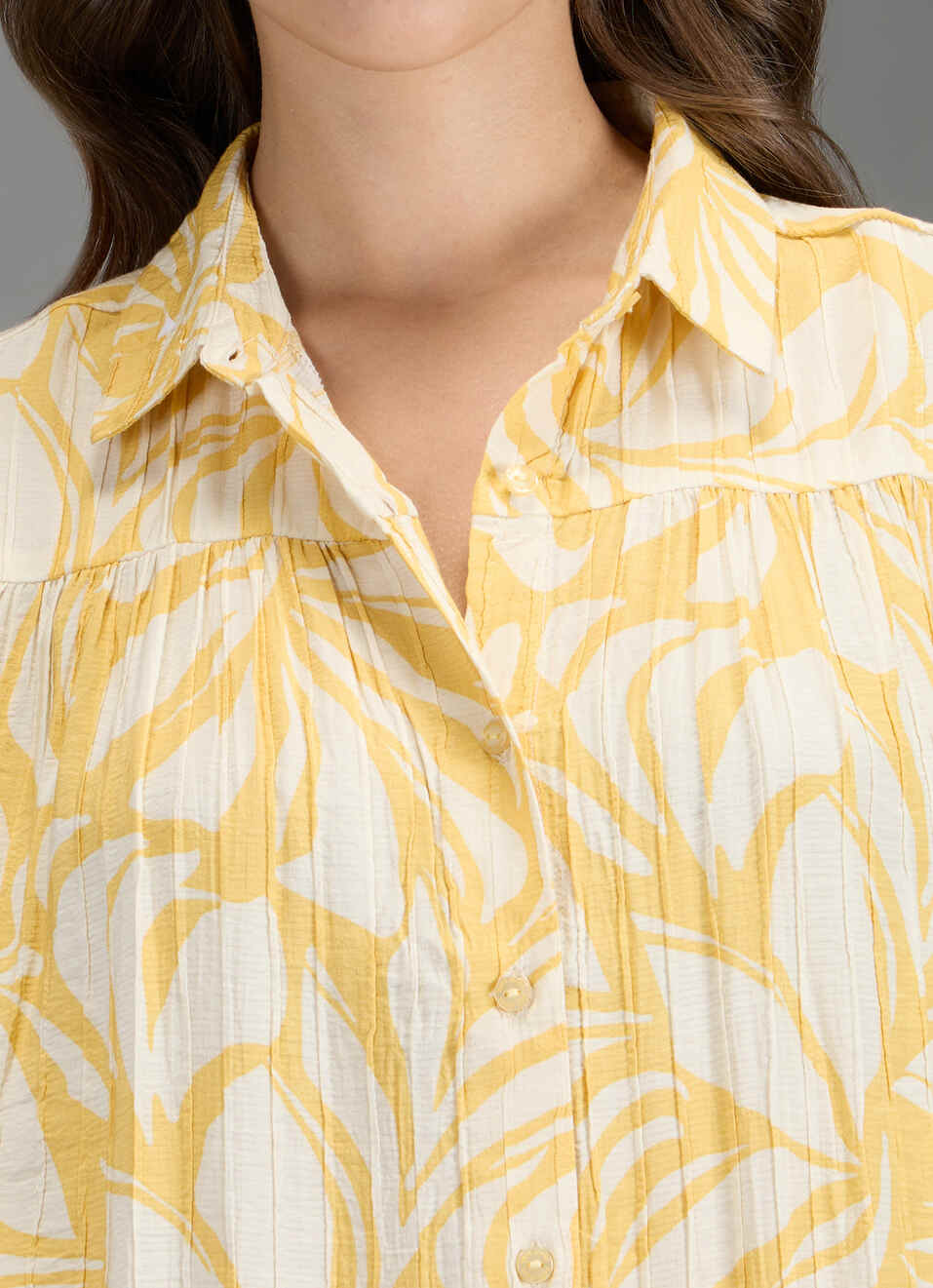 Women Yellow Printed Regular Fit Shirt, , large image number 1