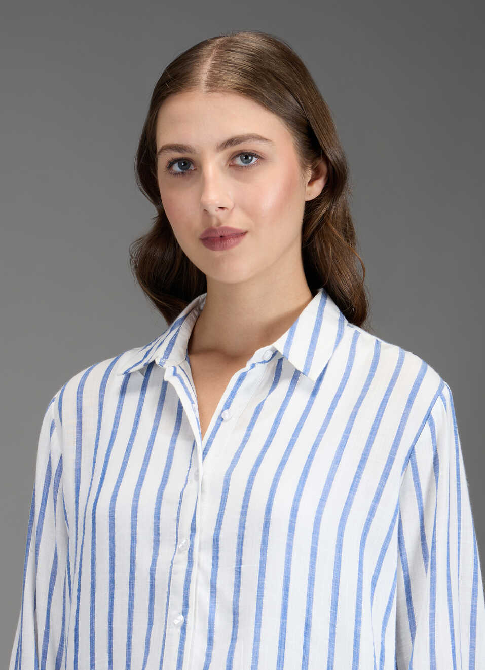 Women Blue Striped Regular Fit Shirt, , large image number 4