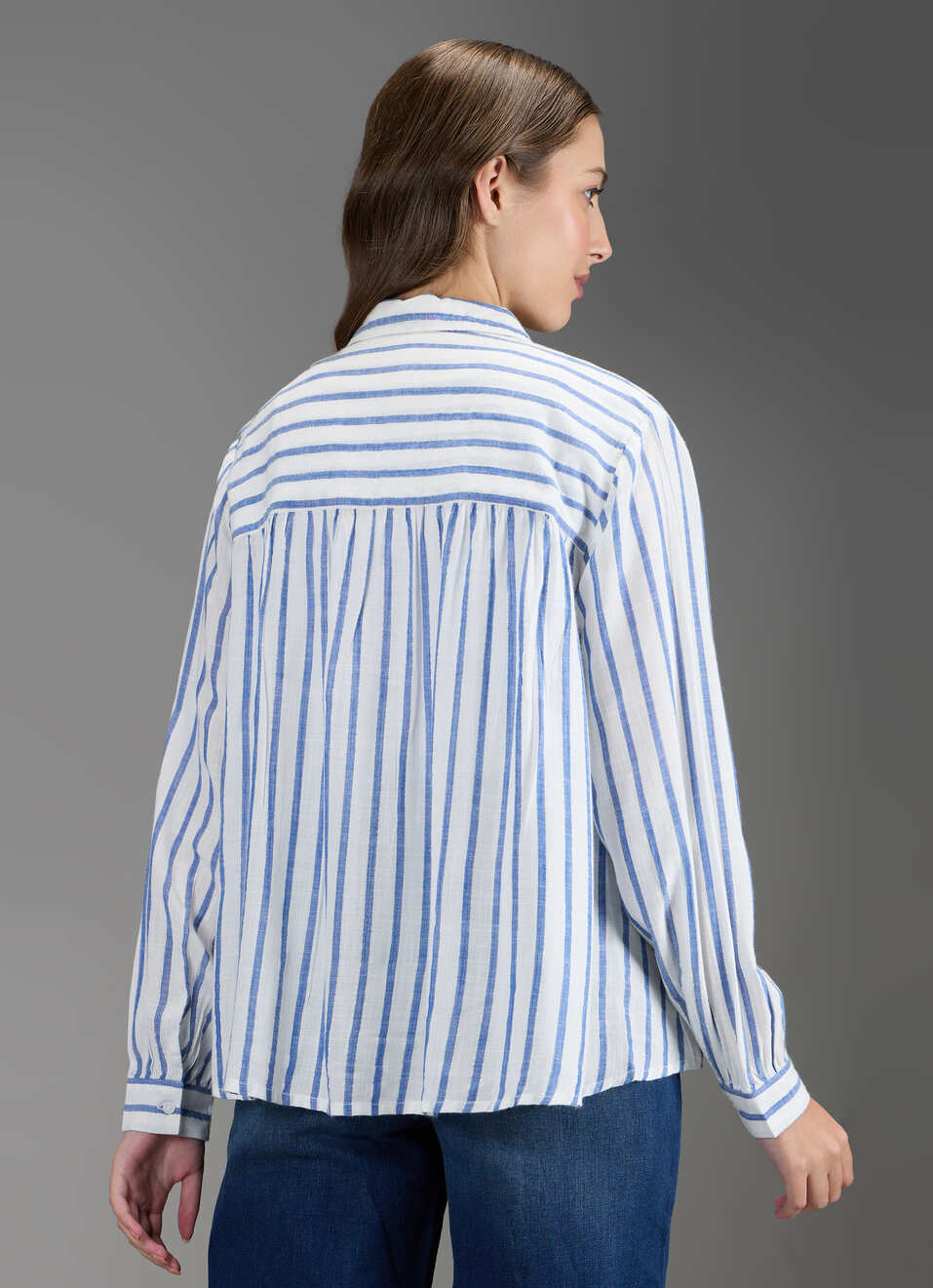 Women Blue Striped Regular Fit Shirt, , large image number 6