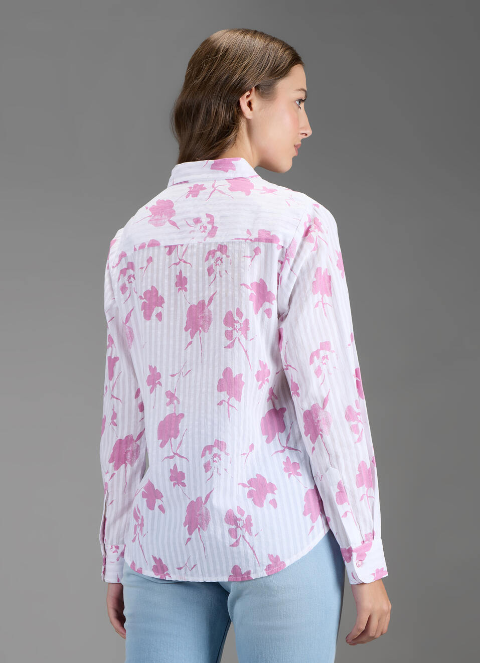 Women Pink Floral Print Regular Fit Shirt, , large image number 6