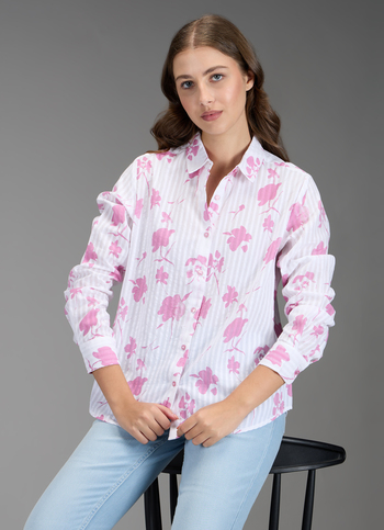 Women Pink Floral Print Regular Fit Shirt