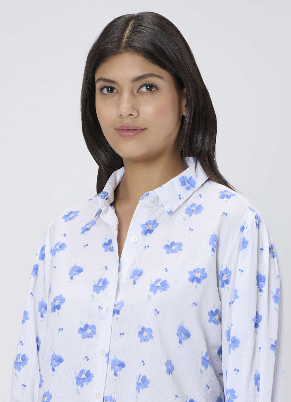 Women Blue Floral Print Regular Fit Shirt, , large image number 4