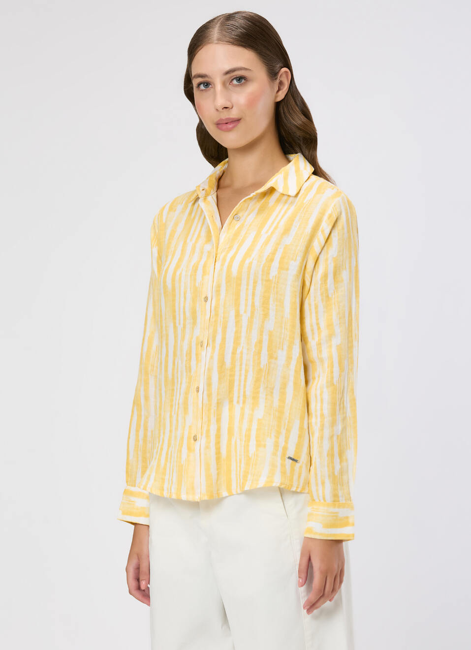 Women Yellow Printed Regular Fit Shirt, , large image number 3
