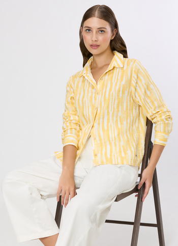 Women Yellow Printed Regular Fit Shirt