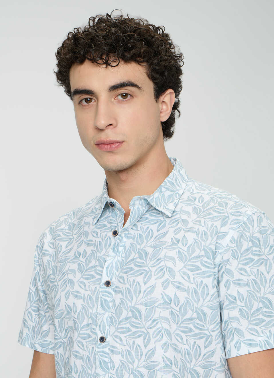 Men Blue Botanical Print Shirt, , large image number 4