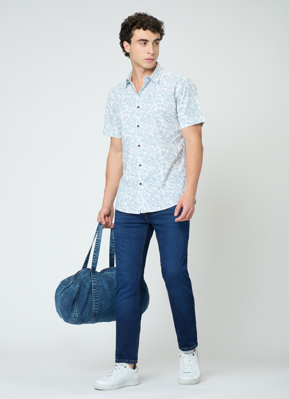 Men Blue Botanical Print Shirt, , large image number 5