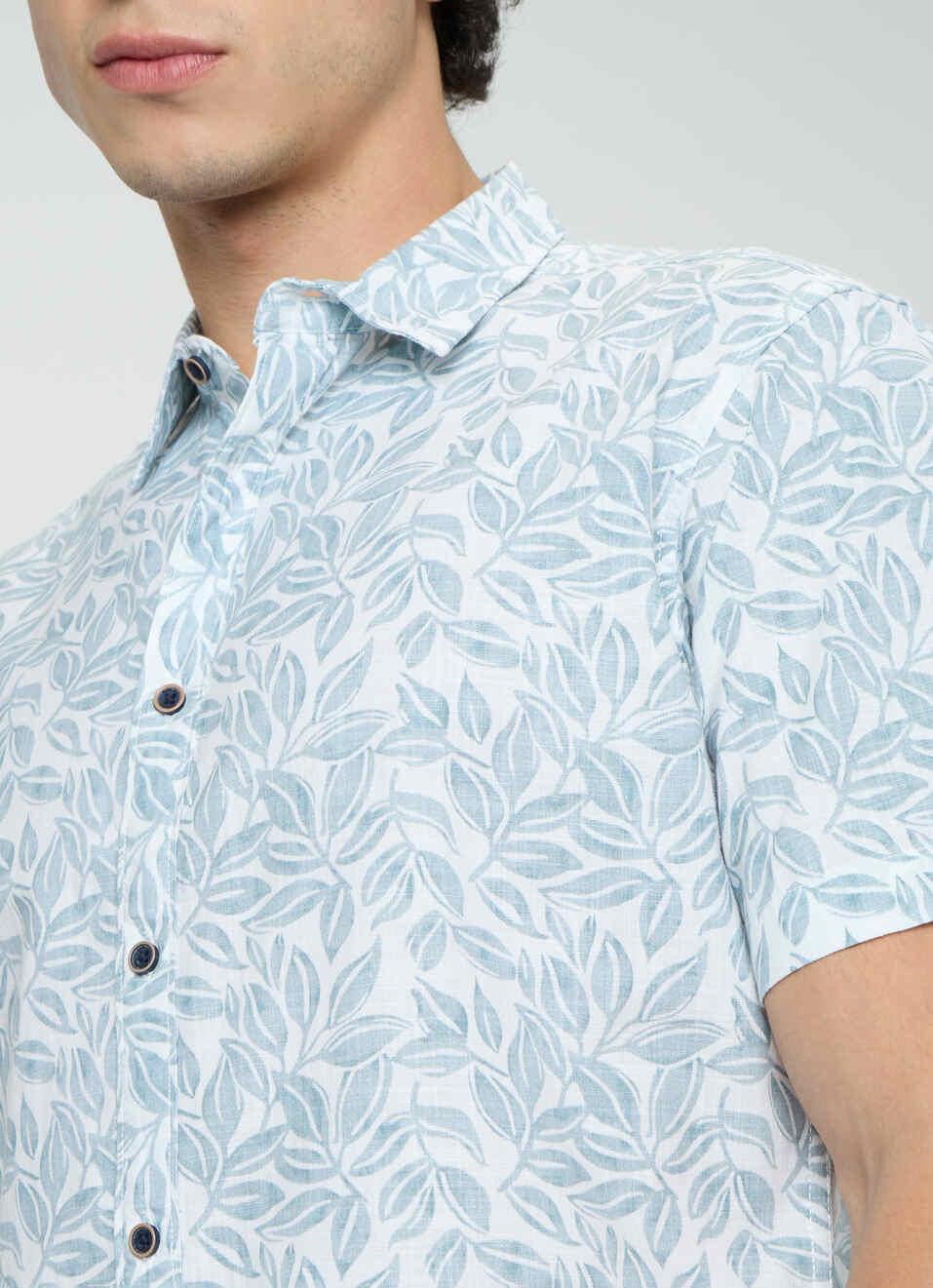 Men Blue Botanical Print Shirt, , large image number 6