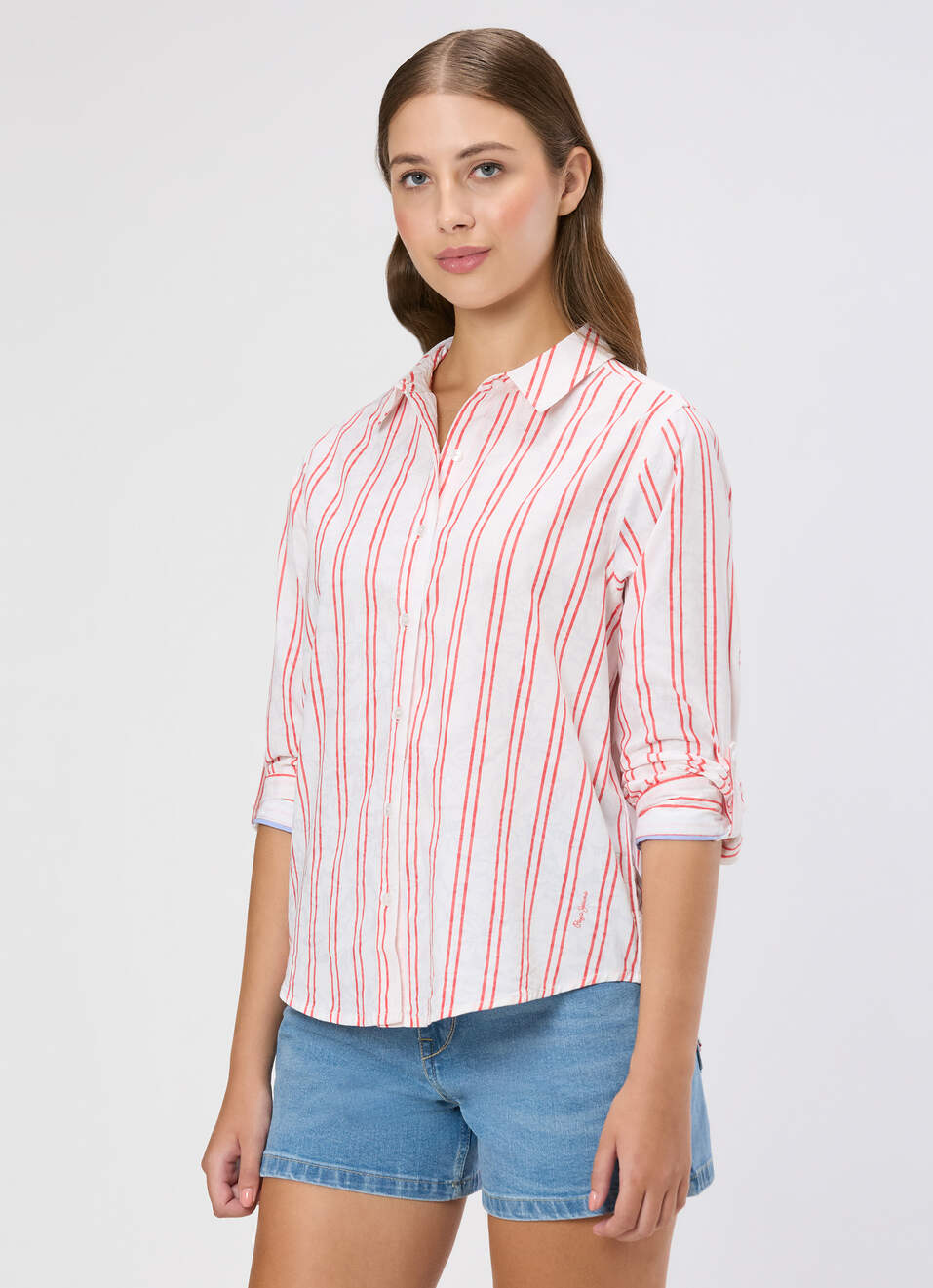 Women Red Striped Regular Fit Shirt, , large image number 3