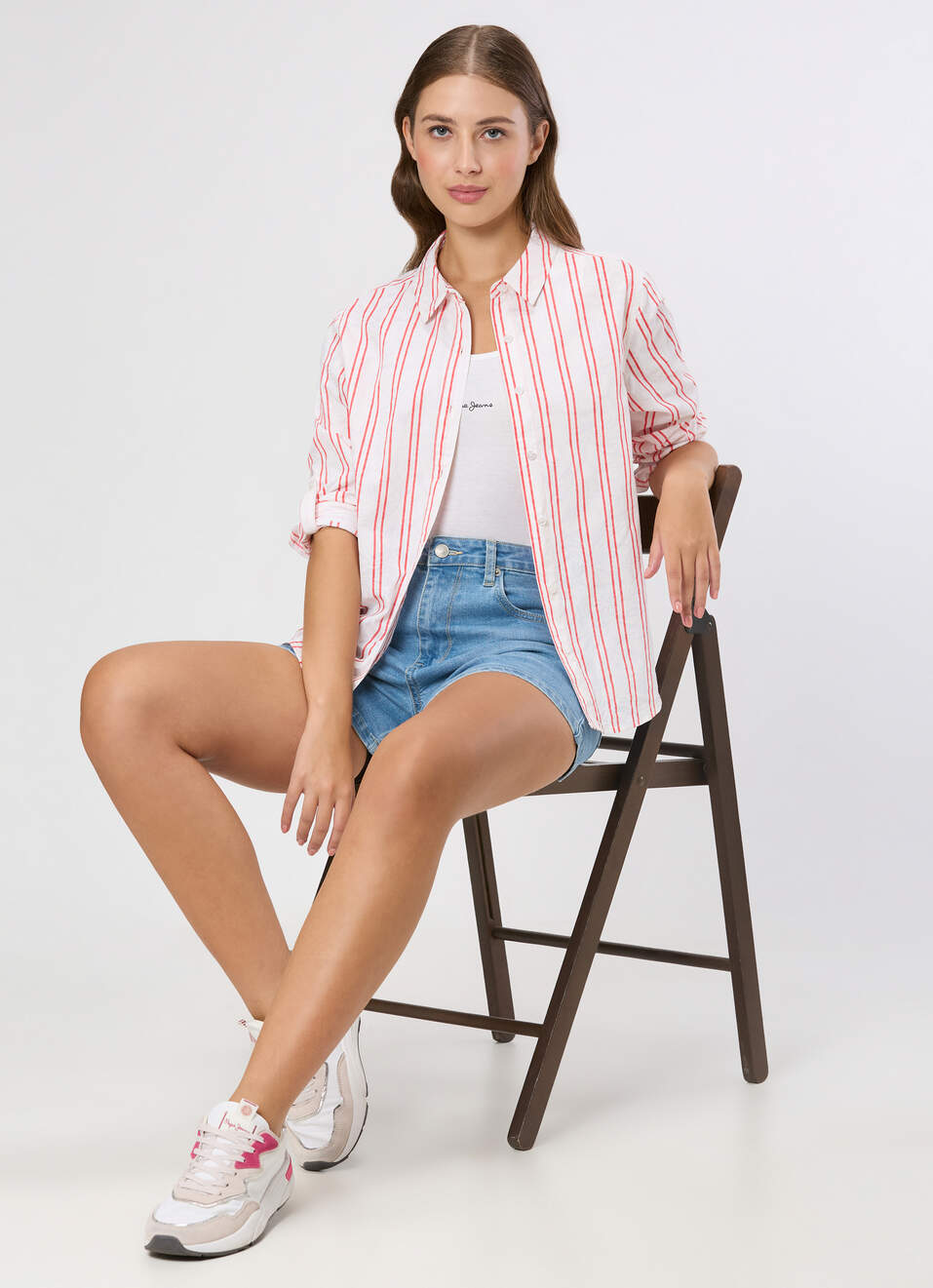 Women Red Striped Regular Fit Shirt, , large image number 5