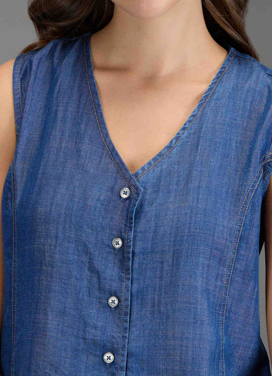 Women Blue Solid Regular Fit Waistcoat Top, , large image number 1