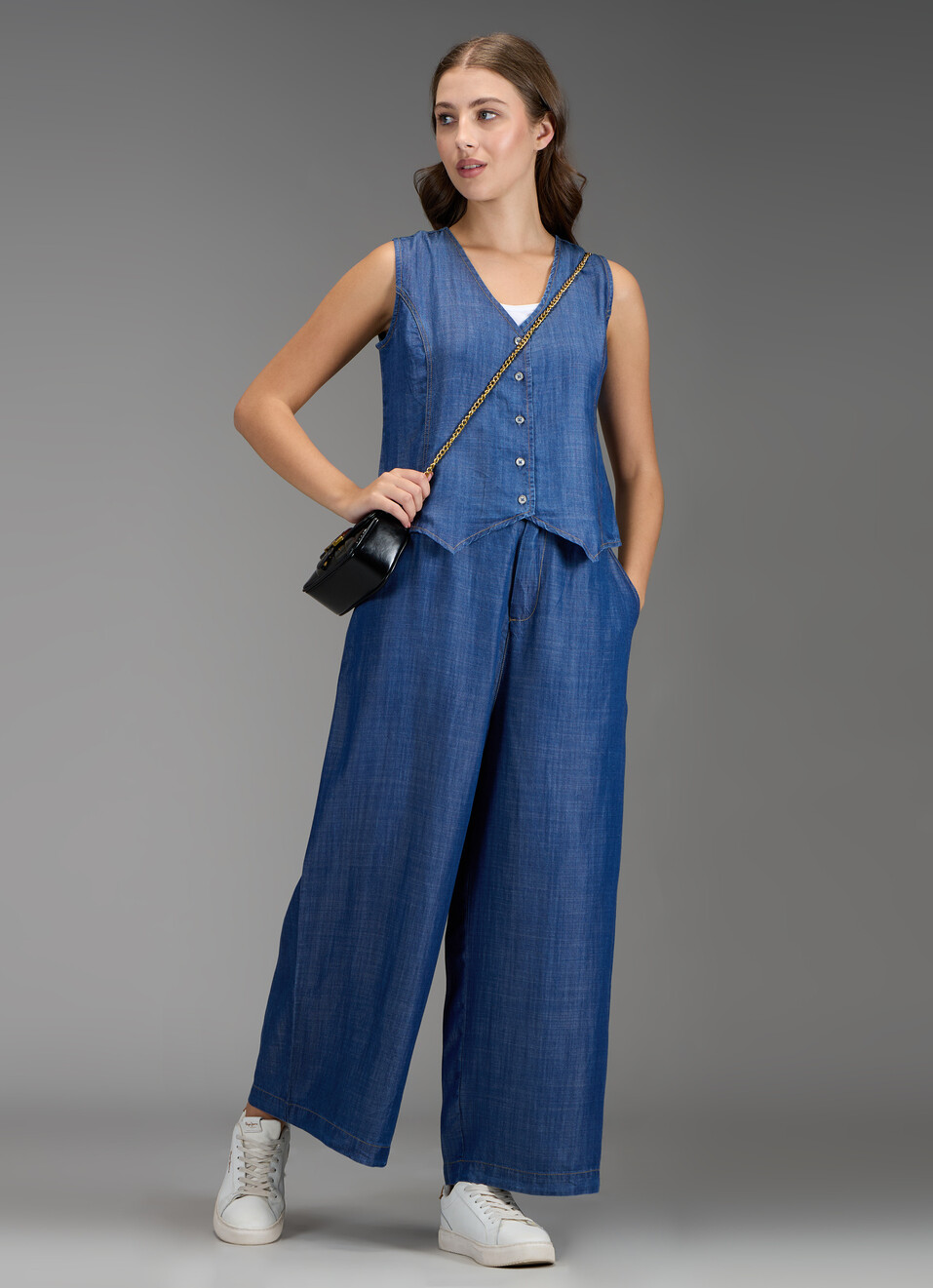 Women Blue Solid Regular Fit Waistcoat Top, , large image number 2