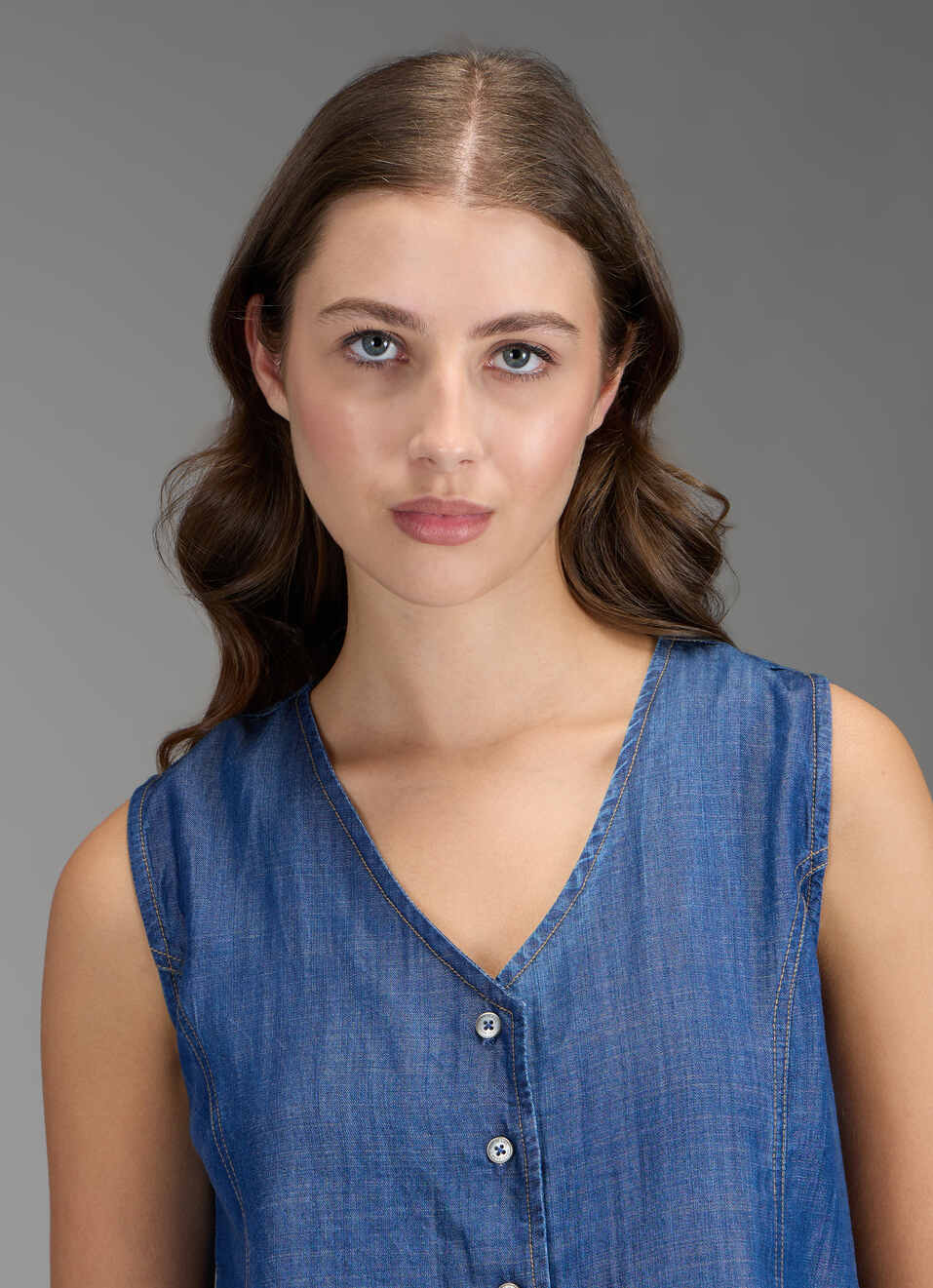 Women Blue Solid Regular Fit Waistcoat Top, , large image number 4