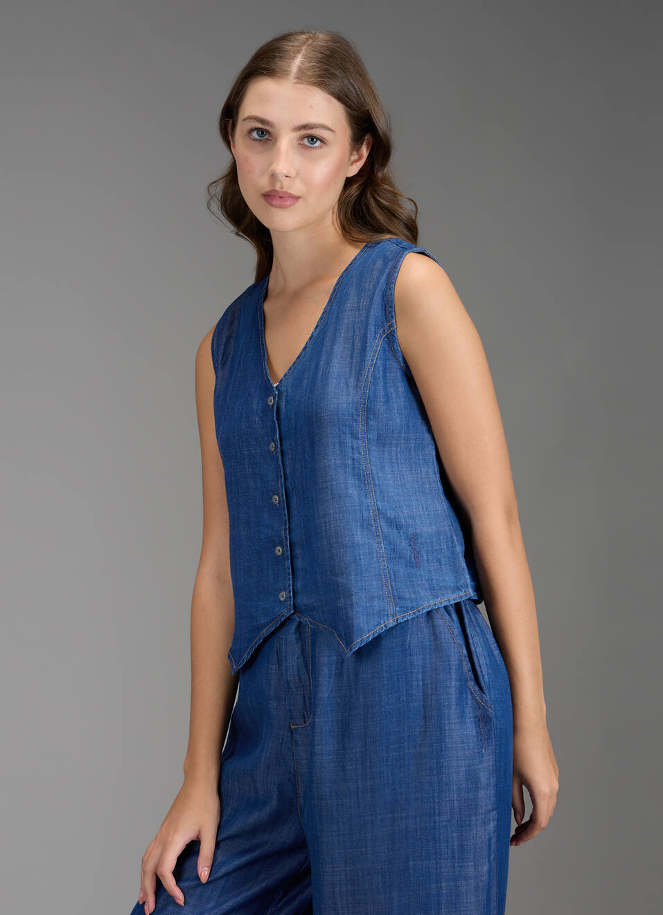 Women Blue Solid Regular Fit Waistcoat Top, , large image number 7
