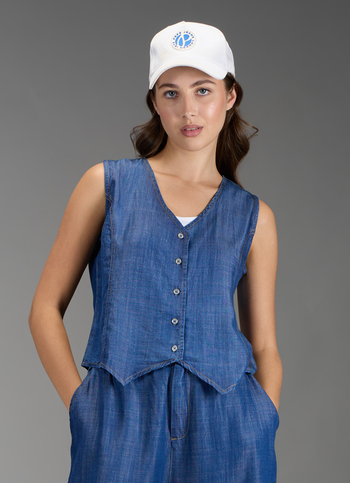 Women Blue Solid Regular Fit Waistcoat Top