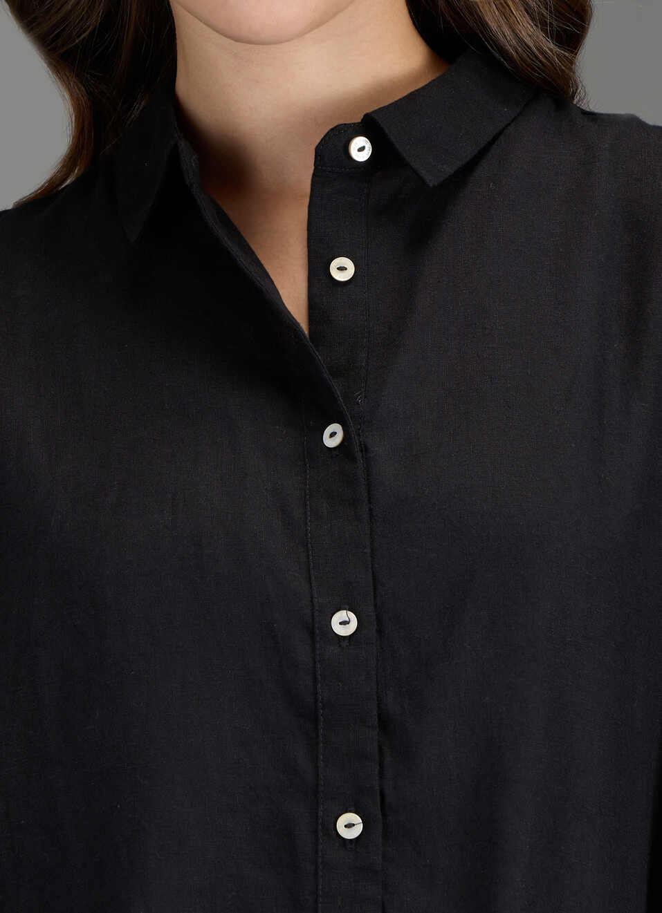 Women Black Solid Regular Fit Shirt, , large image number 1
