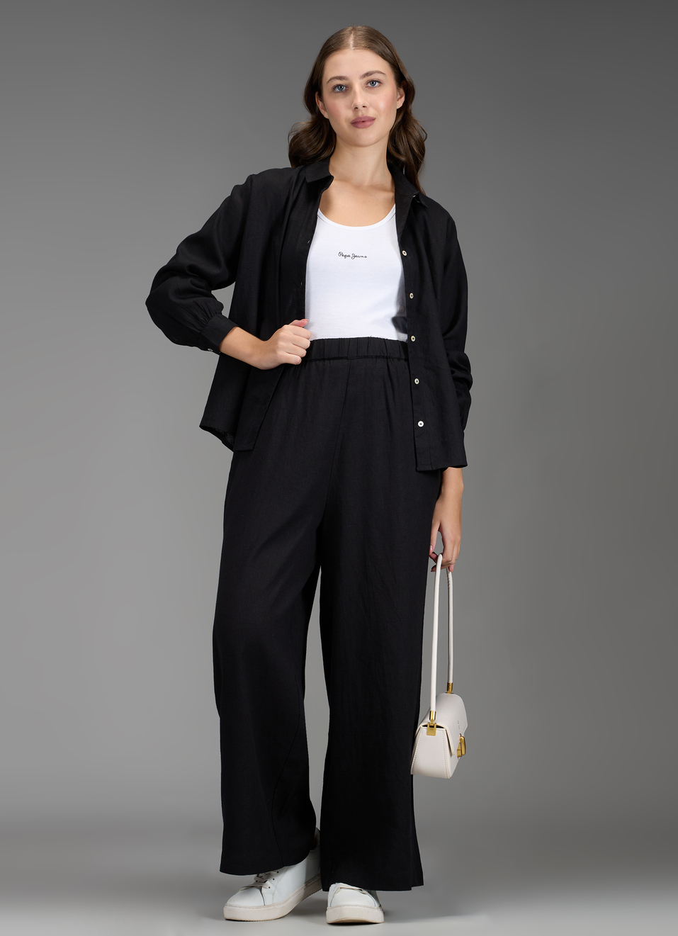 Women Black Solid Regular Fit Shirt, , large image number 2