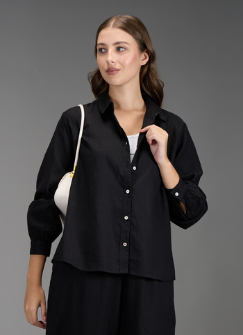 Women Black Solid Regular Fit Shirt