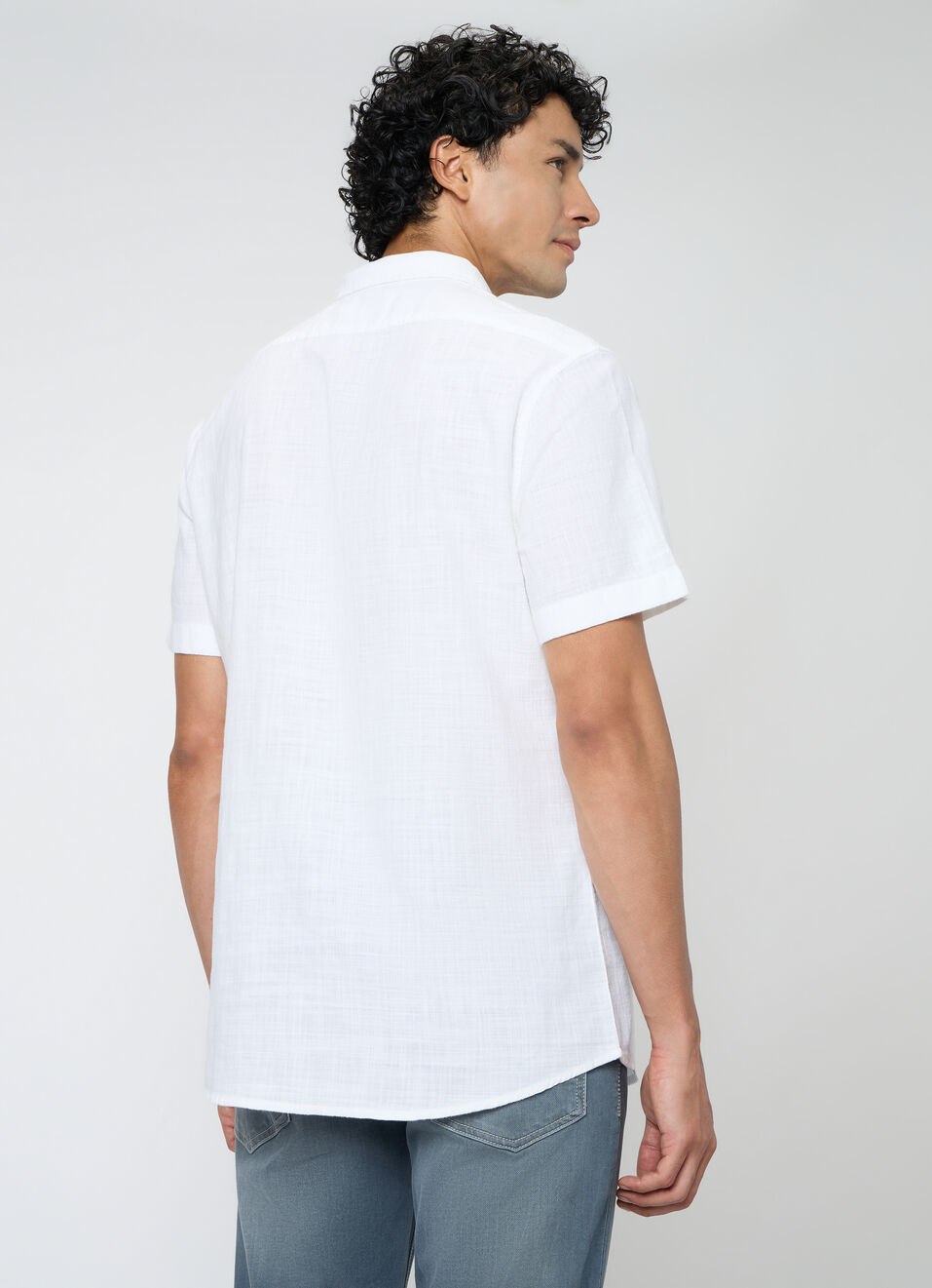Men White Solid Shirt, , large image number 2