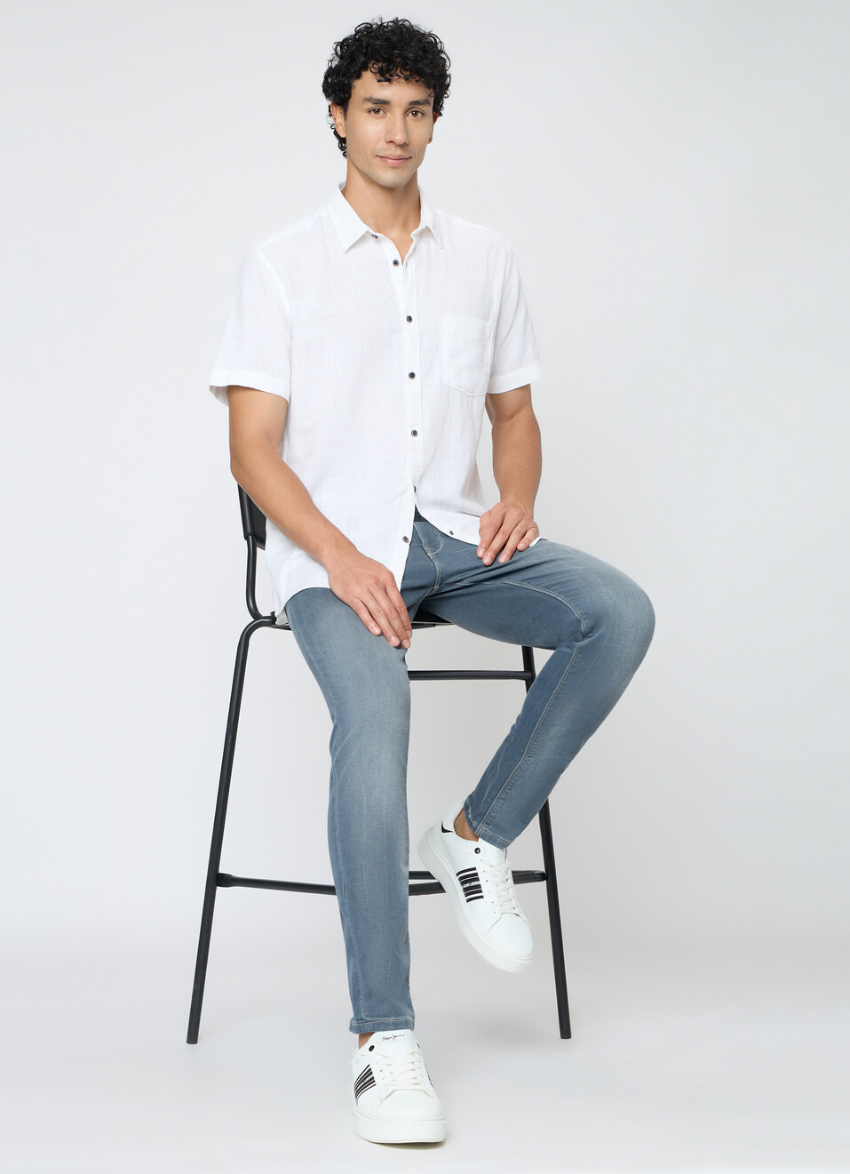Men White Solid Shirt, , large image number 5