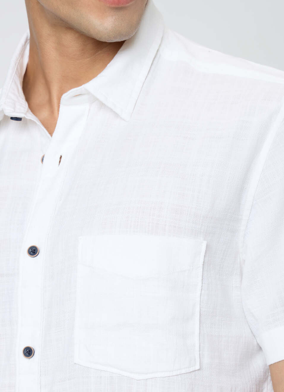 Men White Solid Shirt, , large image number 6