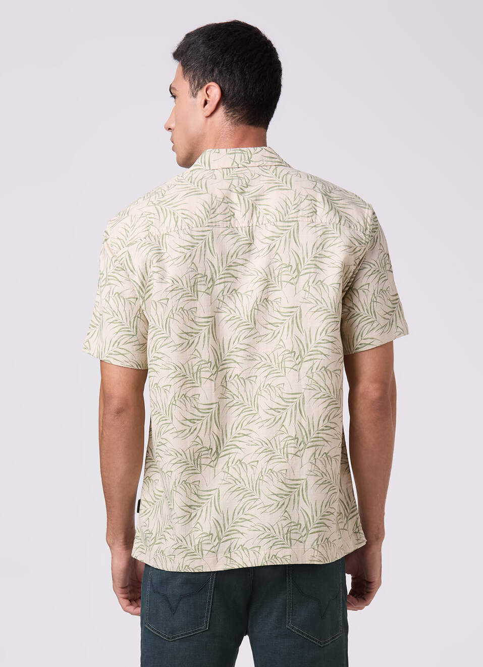 Men Beige Printed Resort Collar Shirt, , large image number 2