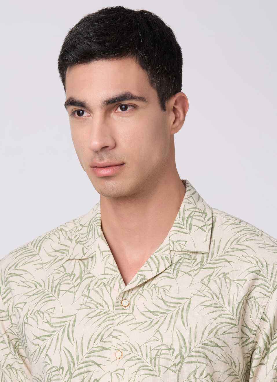 Men Beige Printed Resort Collar Shirt, , large image number 4