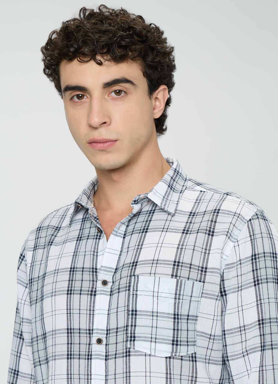 Men Grey Checked Shirt, , large image number 4
