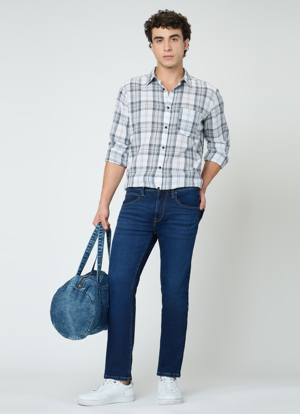 Men Grey Checked Shirt, , large image number 5