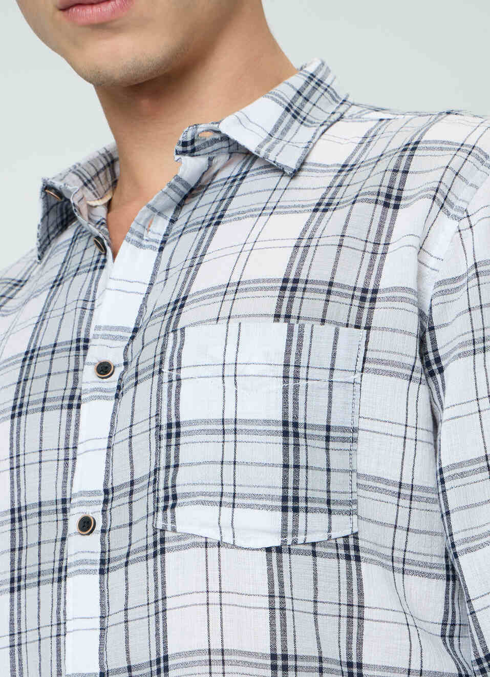 Men Grey Checked Shirt, , large image number 6
