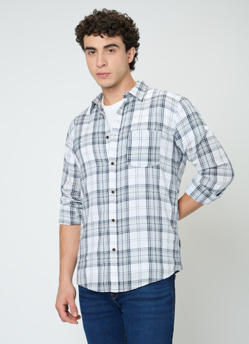Men Grey Checked Shirt