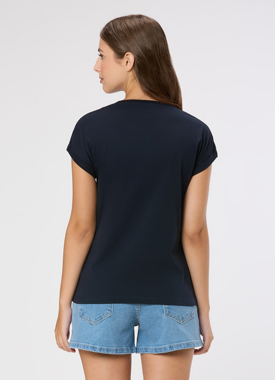 Women Navy Graphic Print T-shirt, , large image number 2