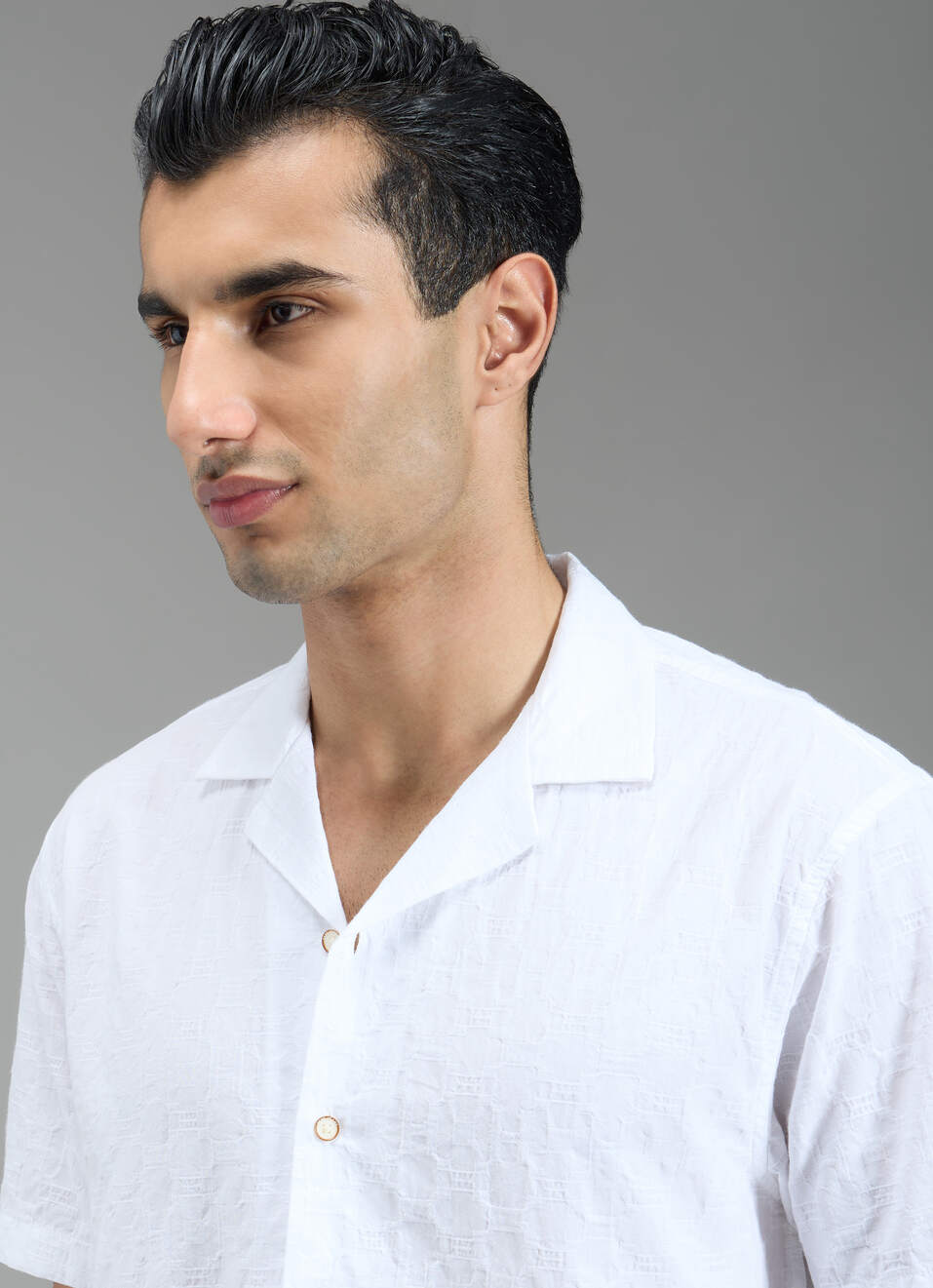 Men White Resort Collar Shirt, , large image number 4