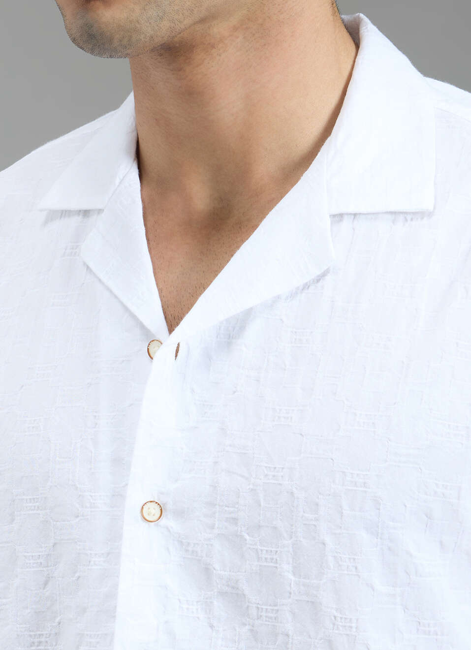 Men White Resort Collar Shirt, , large image number 5