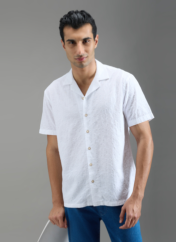 Men White Resort Collar Shirt