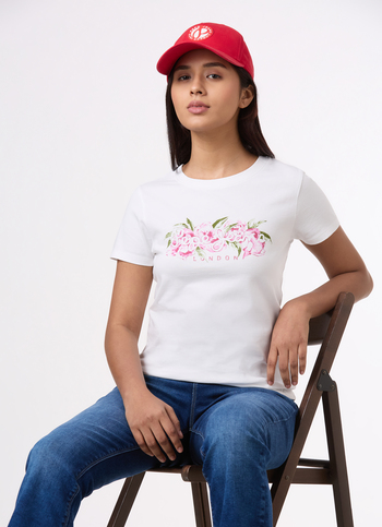 Women White Graphic Print T-shirt