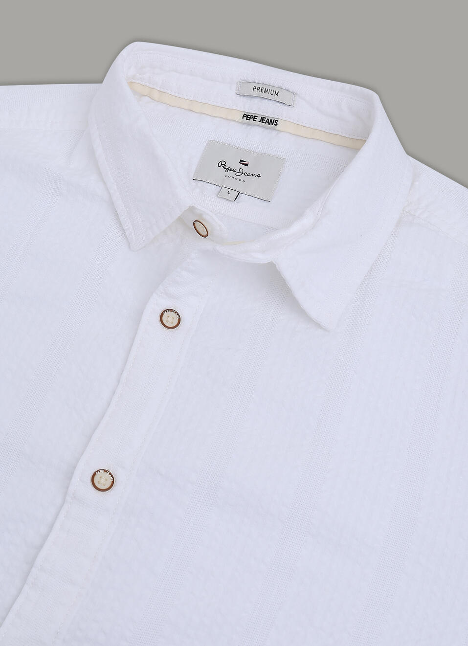 Men White Striped Shirt, , large image number 7