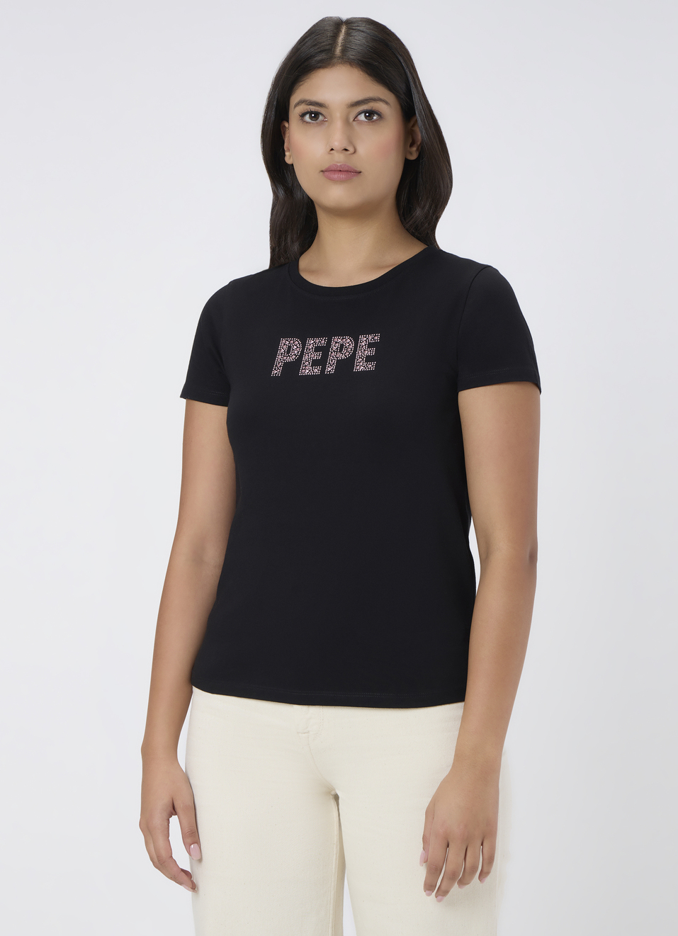 Women Black Embellished T-shirt, , large image number 3