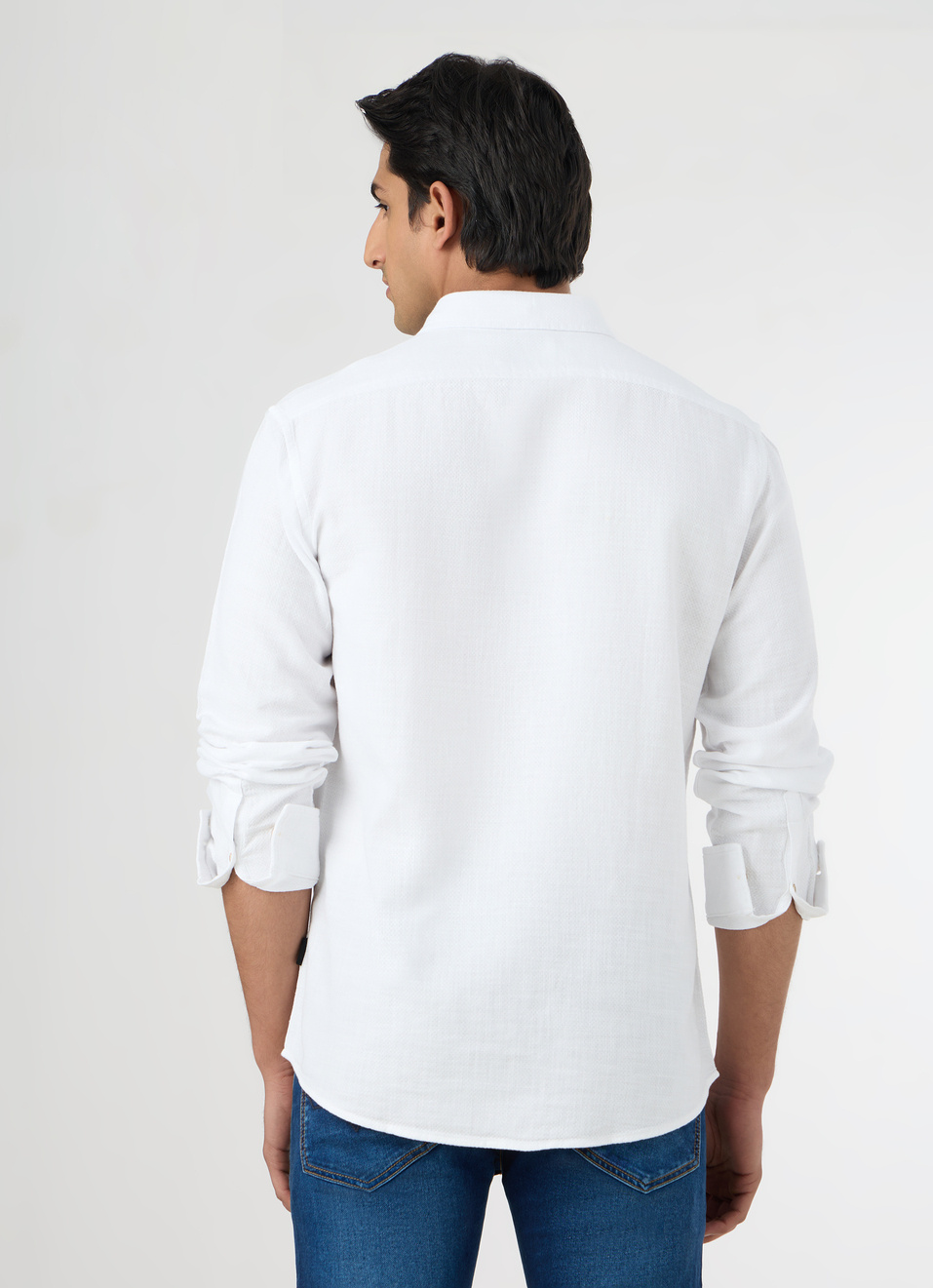 Men White Solid Shirt, , large image number 2