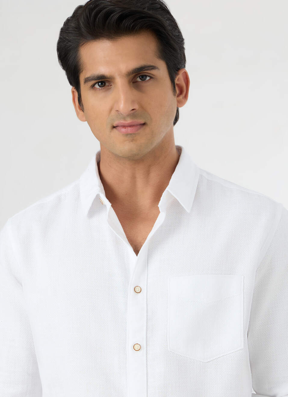 Men White Solid Shirt, , large image number 4