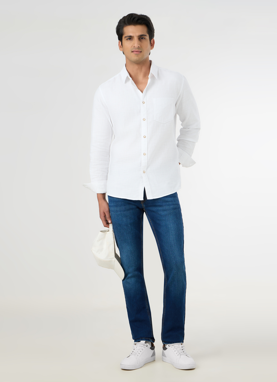 Men White Solid Shirt, , large image number 5