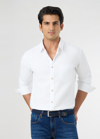 Men White Solid Shirt