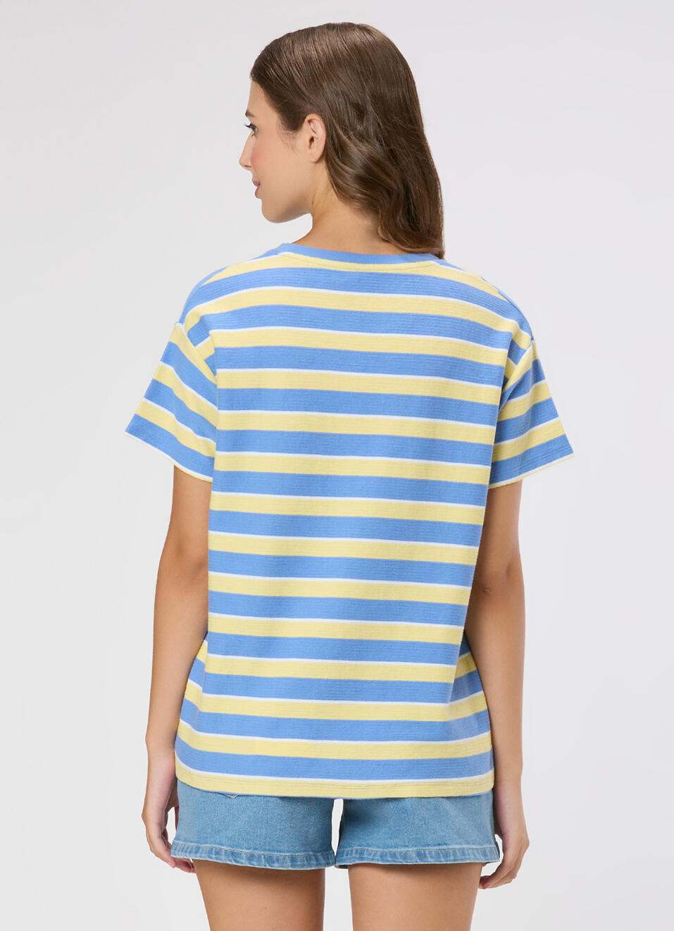 Women Blue Striped T-shirt, , large image number 2