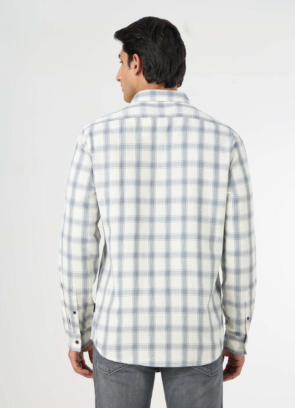 Men Grey Checked Shirt, , large image number 2