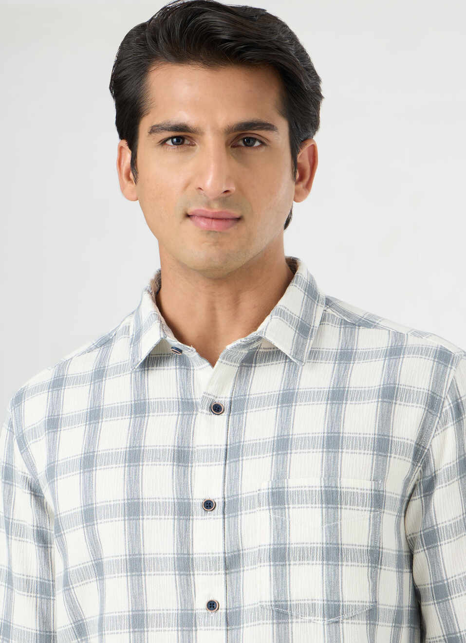 Men Grey Checked Shirt, , large image number 4