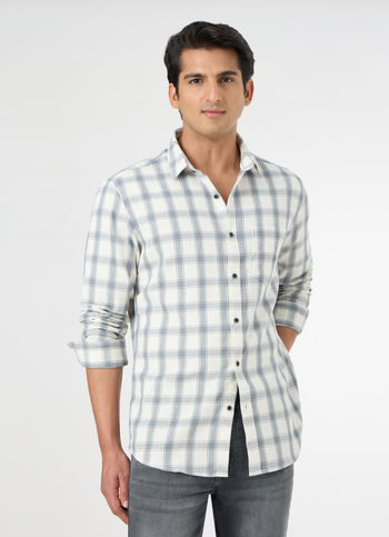 Men Grey Checked Shirt