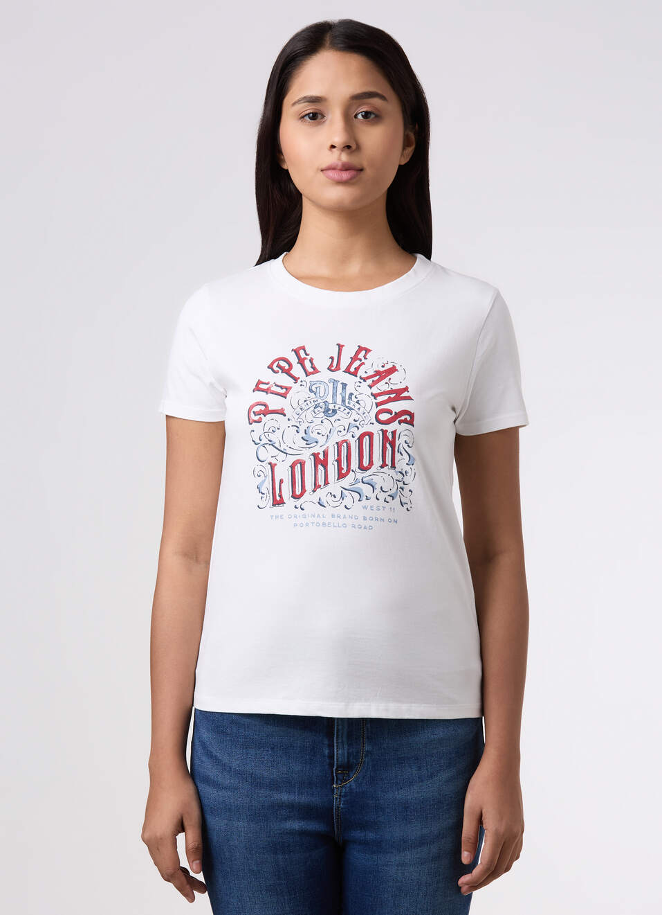 Women White Graphic Print T-shirt, , large image number 1