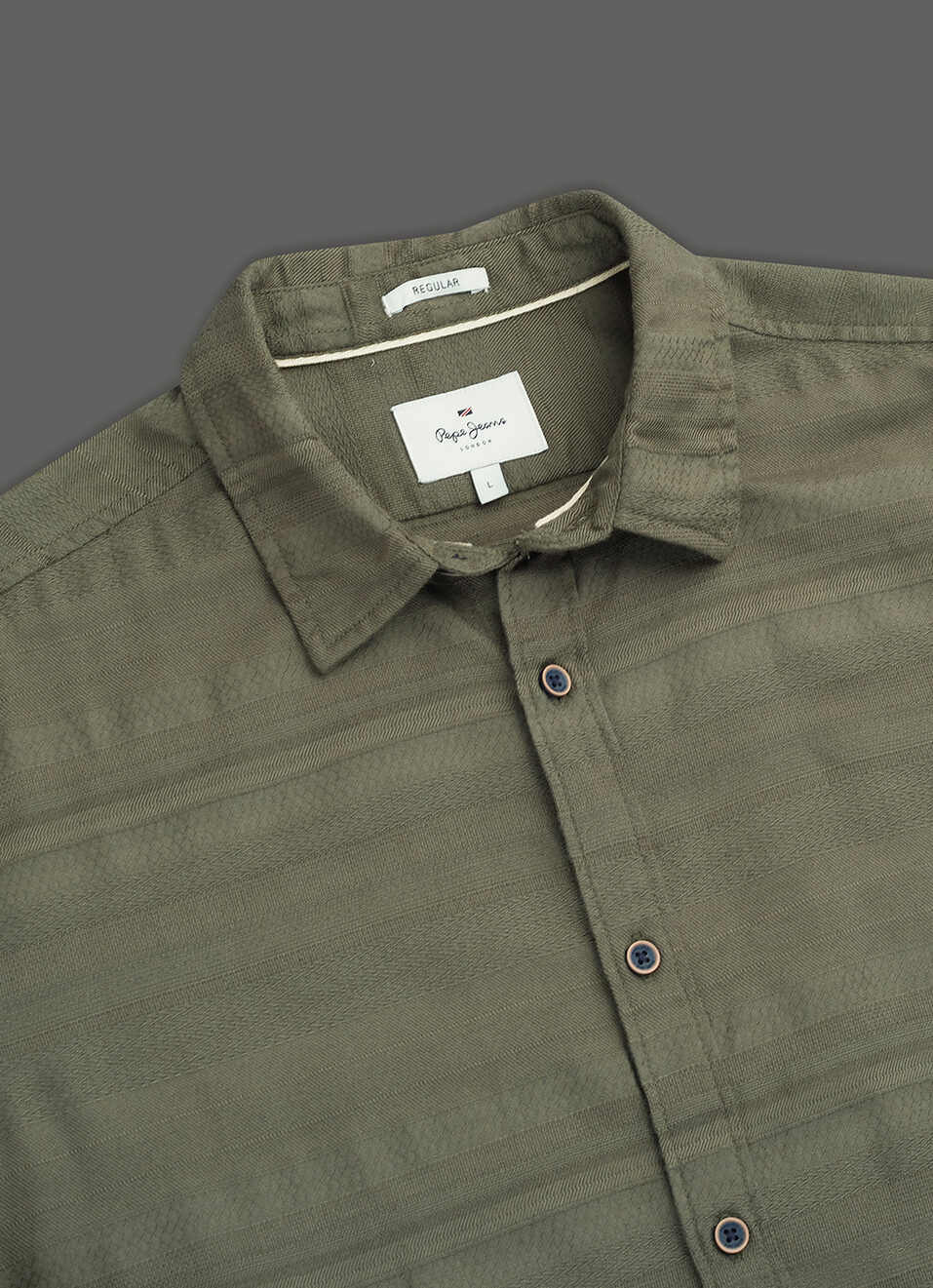Men Olive Solid Regular Fit Self-structured Shirt, , large image number 2