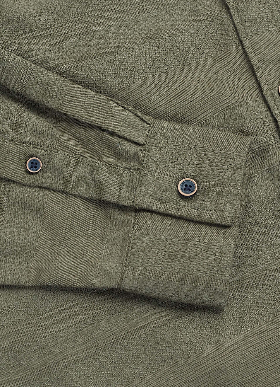 Men Olive Solid Regular Fit Self-structured Shirt, , large image number 3