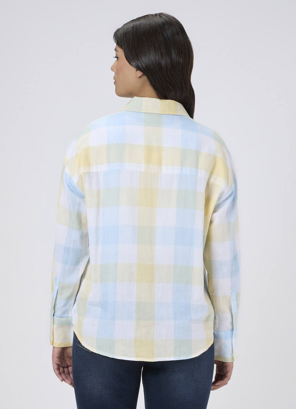 Women Yellow Checked Oversized Shirt, , large image number 2