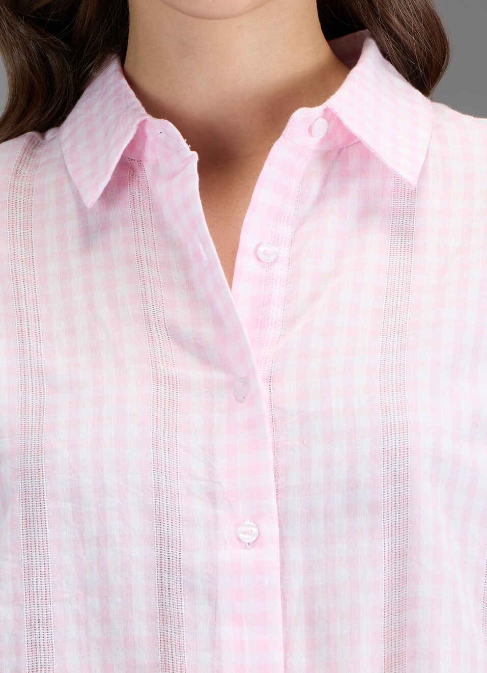 Women Pink Checked Oversized Shirt, , large image number 1